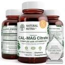 天然核糖体 Cal-Mag 配有维生素D3 1100/500 mg 复合体、加强骨密度、肌肉和神经健康、帮助保持健康的牙齿、生物可用源、100 Vegan 片