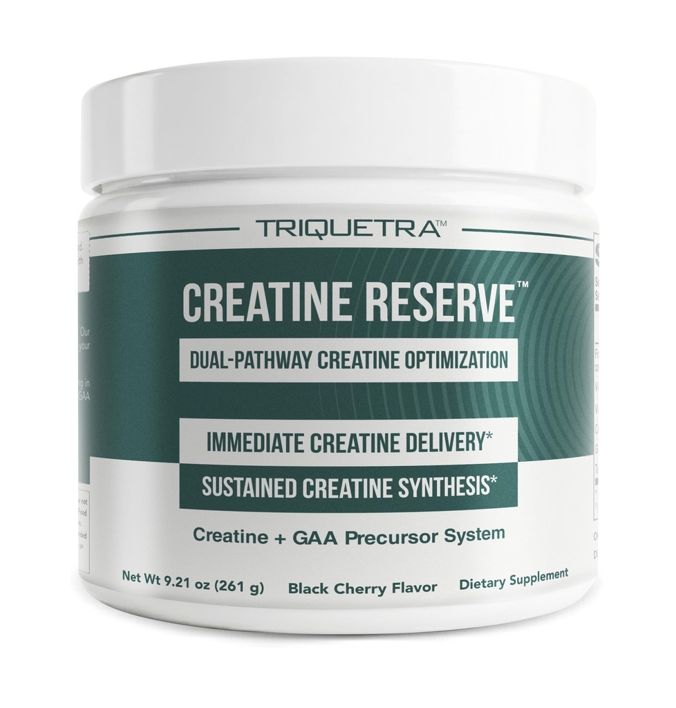 Creatine Reserve™ - Creatine Monohydrate Powder + GAA for Brain, Muscle & Energy Support, Dual Pathway Creatine Supplement Women & Men + Active B Vitamins & Taurine, Black Cherry Flavor (30 Servings)