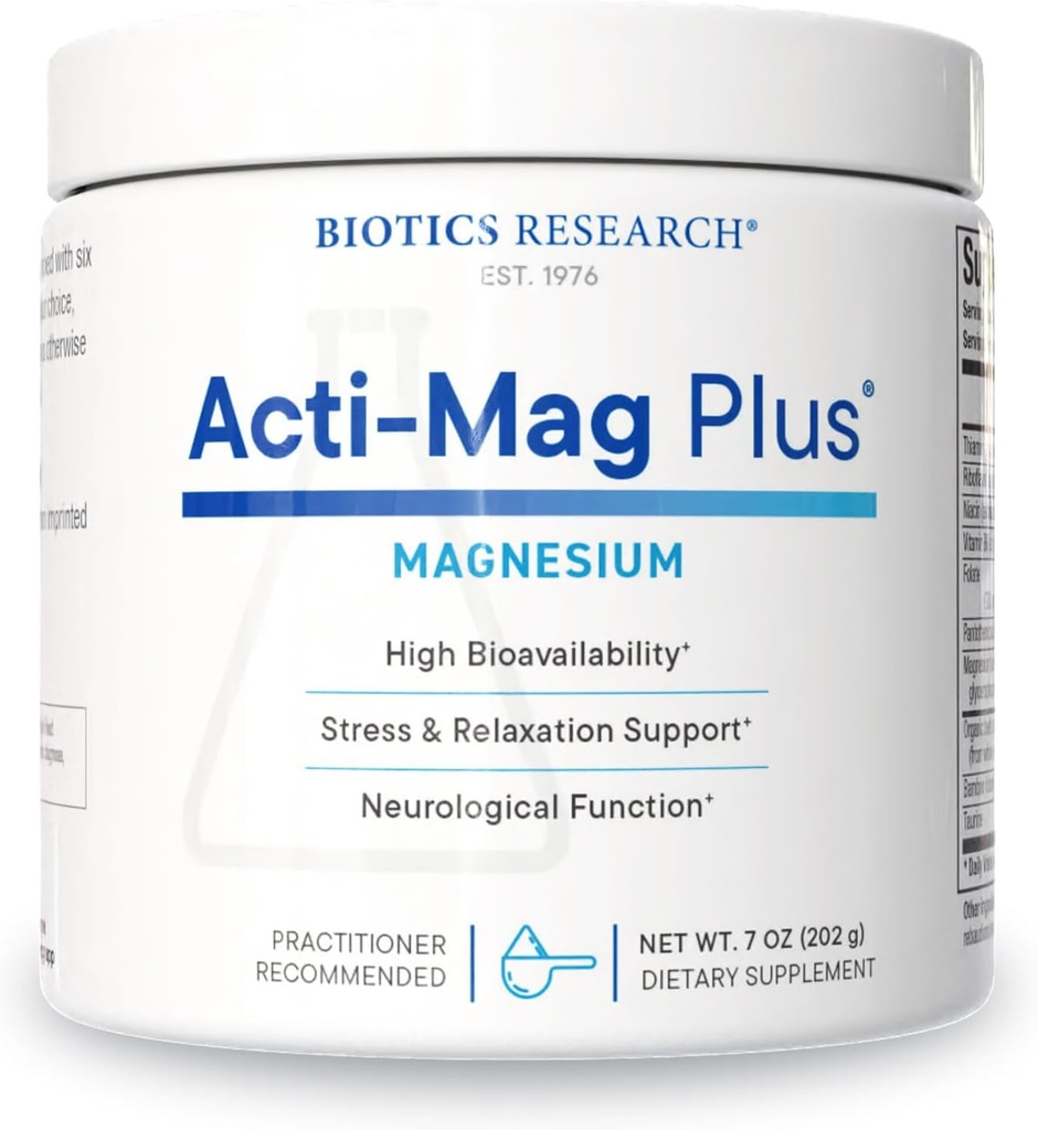 生物研究 Acti-Mag PlusTM 高度生物可用400mg 镁公式,5g / 服务,优化应激反应,促进放松,健康能量水平,肌肉舒适度7 Oz