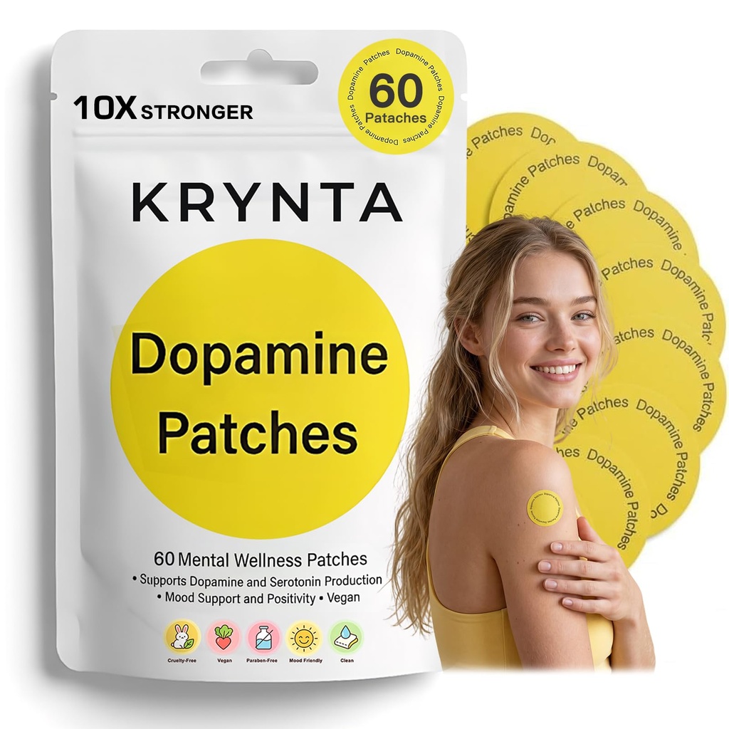 Dopamine Patches Extra Strength, Mood Support Vegan, Men & Women, 60 Count | Stronger Formula, Dopamine & Serotonin Balance, Mood Boost Positivity, Daily Mental Wellness, Plant-Based 2 Months Supply