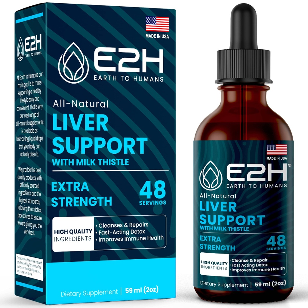Liver Cleanse Detox & Reference - Herbal Liver 支持牛奶硝酸盐补充剂 - Silymarin 牛奶硝酸盐补充剂 Dandelion Root, Chanca Piedra, Turmeric Root & Artichoke 提取剂 - 2 Fl Oz by E2H