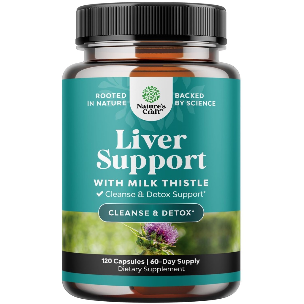 Natures Craft Liver Cleanse Detox & Reference 120 Capsules - 草药 Liver支持牛奶硝酸盐补充剂 - Silymarin 牛奶硝酸盐补充剂 配有丹德利翁根,乔琳,比特罗特和Artichoke 提取剂