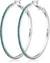 925 斯特林银耳 大型莱茵斯通 Hoop Earrings 大cubic Zirconia Hoop Earrings 薄莱茵斯通环形山女子耳环 20/30/40/50/60/70毫米口径 闪闪发光的Hoops 带有水晶的女性