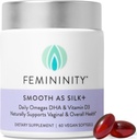 女性平滑作为丝绸+30天的阴道干燥启动套(60 Softgels & Refullable Glass Jar) – 混合海白喉油,维生素D3和基于植物的Omega-3 DHA