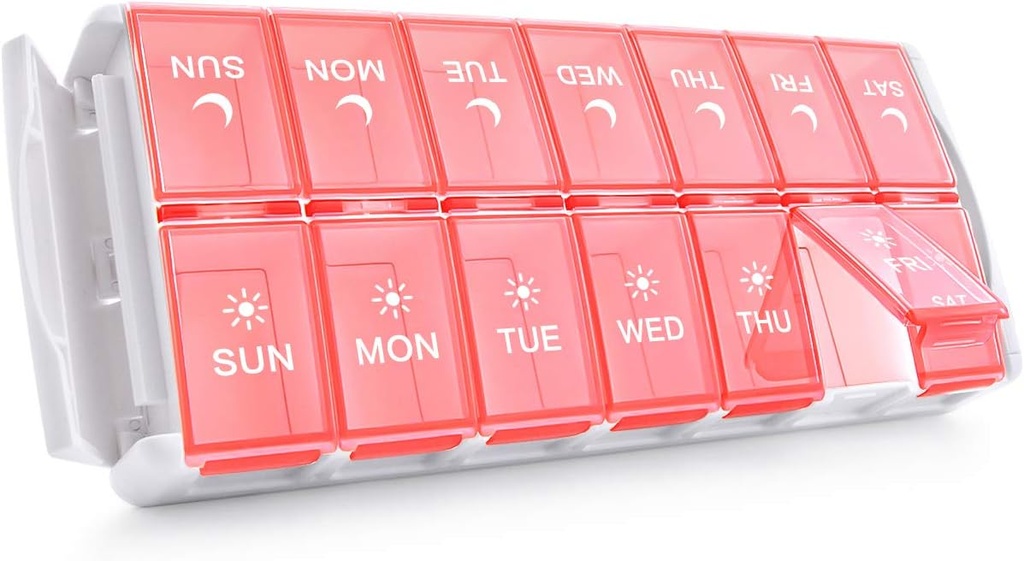 Take Mag Weekly Medical Pill Organizationer 2 Times aday, Easy filled AM PM Pill Box,大型能力快速补药7天药丸病例/维生素/鱼油/补充剂(已登记)
