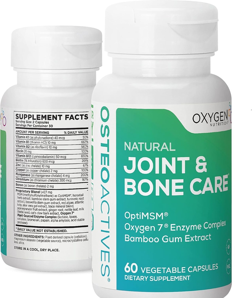 氧气营养OsteoAactives 公式 全自然饮食支持 关节,骨骼和连接组织 - 60 Counter Pill Bottle - 蔬菜瓶子 (Package May Vary)