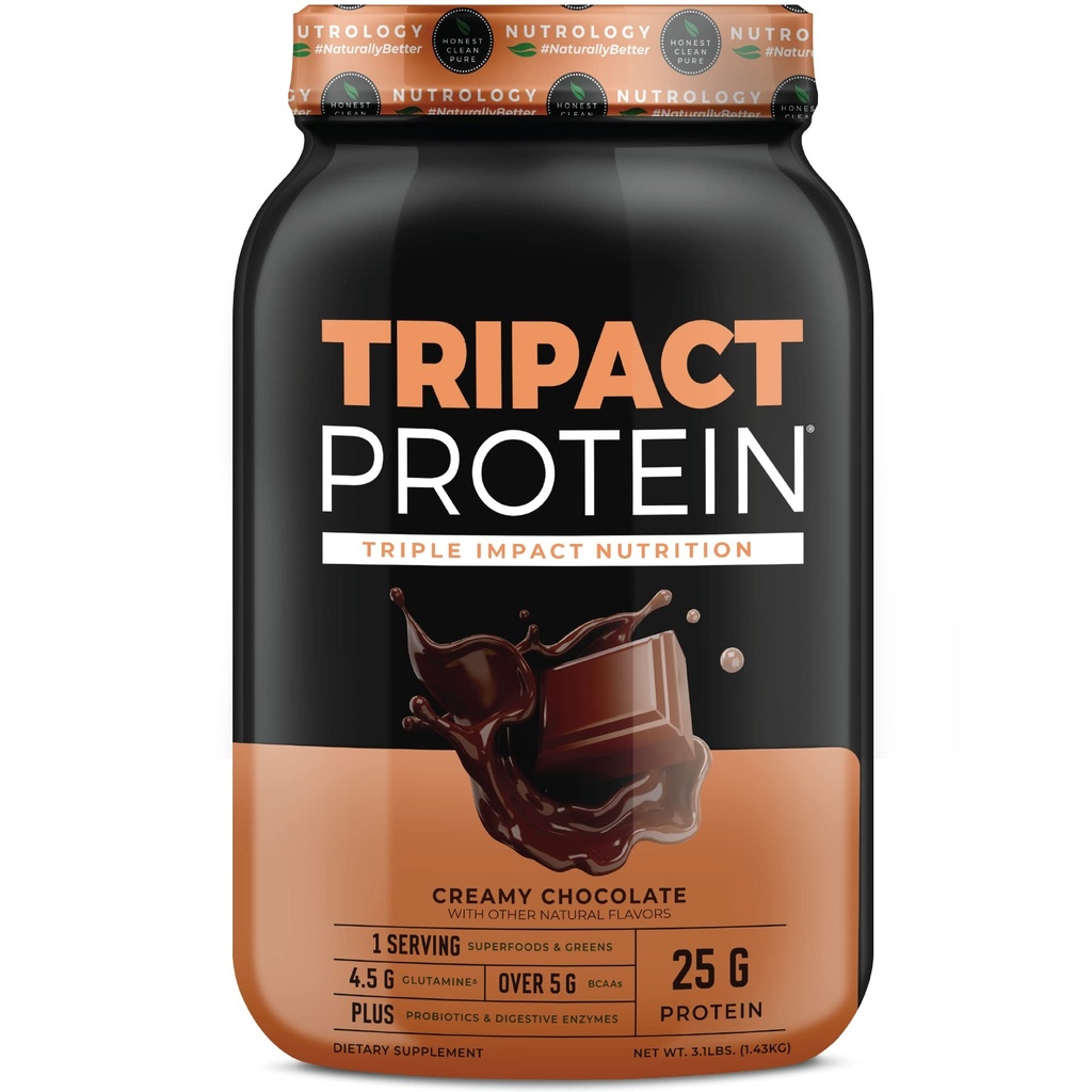 营养学 TRIPACT 蛋白质粉 - 7-in-1 与草药 Whey 蛋白质粉, Pea, Rice, Greens for Muscle Recovery & unition, Creamy Cocololo Flavor, 40 services