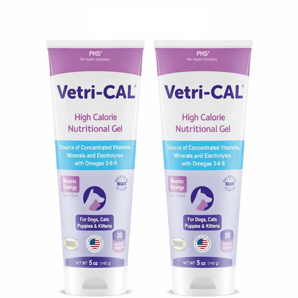 High Calorie Nutritional Gel for Dogs & Cats – Appetite Booster with Omega 3-6-9, Vitamins A-D-E-B – Recovery & Energy Support – Tasty Malt Flavor – 5 oz Tube (2 Pack)
