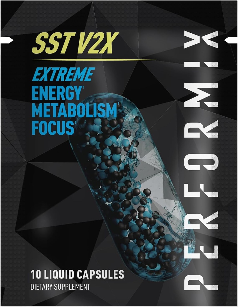 PERFORMIX - SST V2X - 工作前 - 300毫克咖啡因 - 能源补充剂 - 无崩溃 - 适配目标 - 诺特罗奇 - 全天焦点、木气和能量靴 - 男女 - 10卡普尔