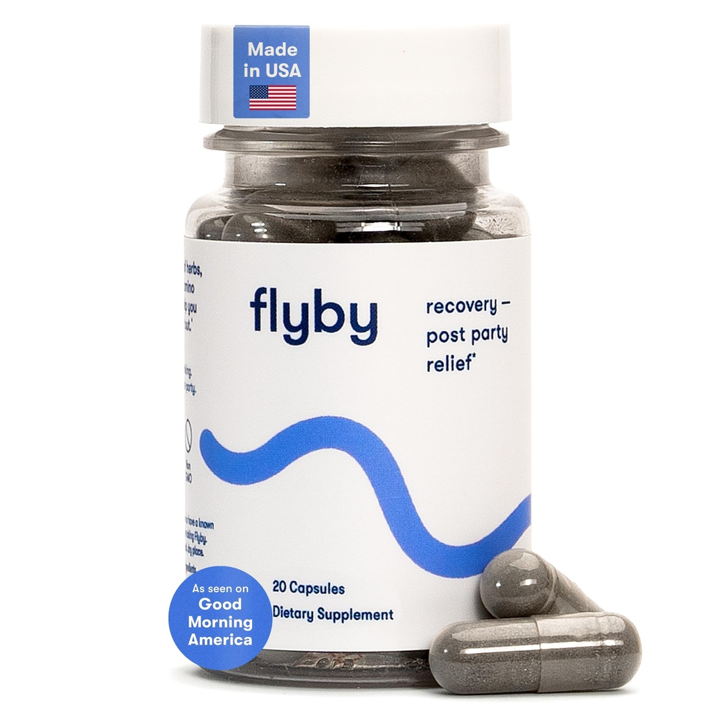 Flyby Recover Supplement - All The Hang, Without The Over! TM - 配有 Milk Thetle, 维生素C,激活的炭,以及 Apple Cider Vinegar - Pre & Post 饮酒方程式(20 Counter)