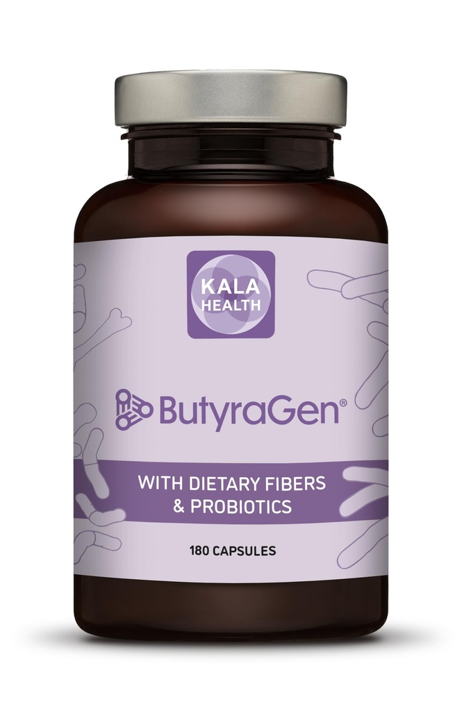 KALA HEALTH Butyrate Capsules with ButyraGen® Tributyrin Complex – 200 mg Tributyrin, 100 mg Lactobacillus rhamnosus GG & 100 mg Sunfiber® Fiber – High-Strength Butyrate Complex