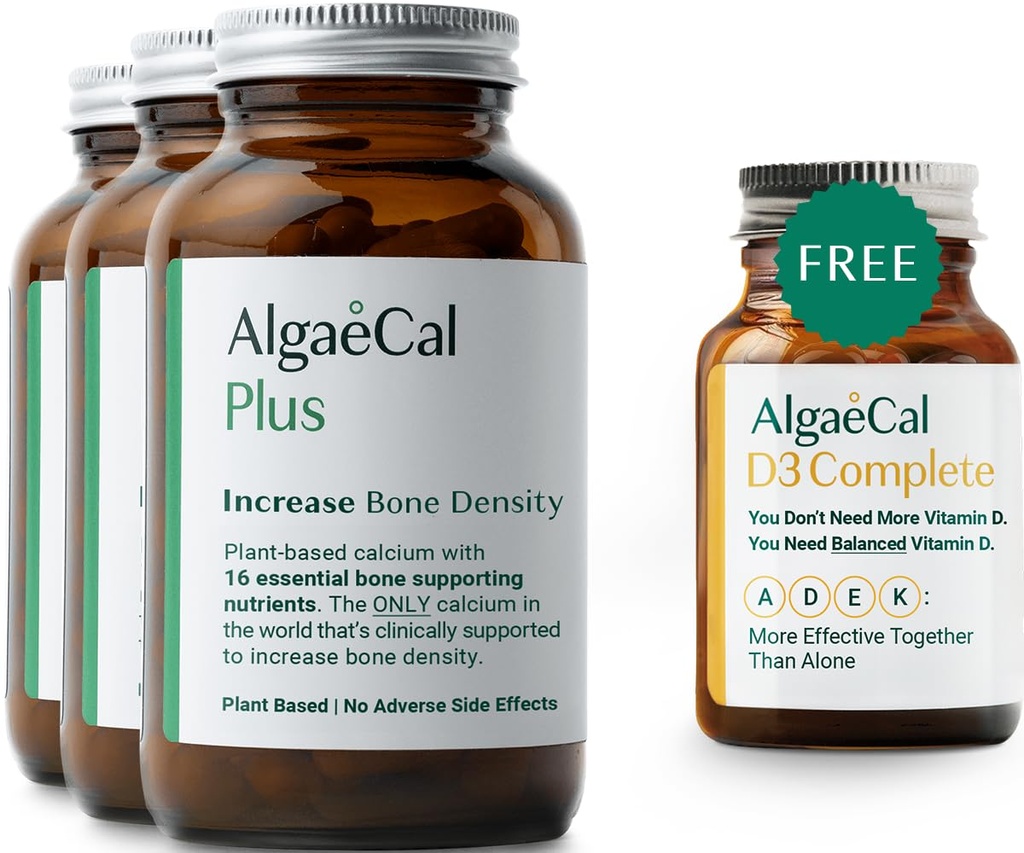 ALGAECAL Plus Bundle - Free 4-in-1 Vitamin D3 完整与红藻钙 配有16个Bone支持营养剂,临床支持增加Bone密度和靴子免疫系统
