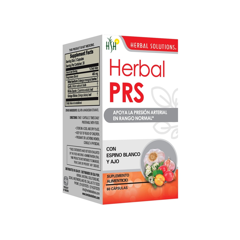 Herbal PRS Circulation Support Supplement - Natural Circulation & Cardiovascular Wellness Nutrition Capsules with Hawthorn Berry, Garlic & Ginkgo Biloba - 60 Count