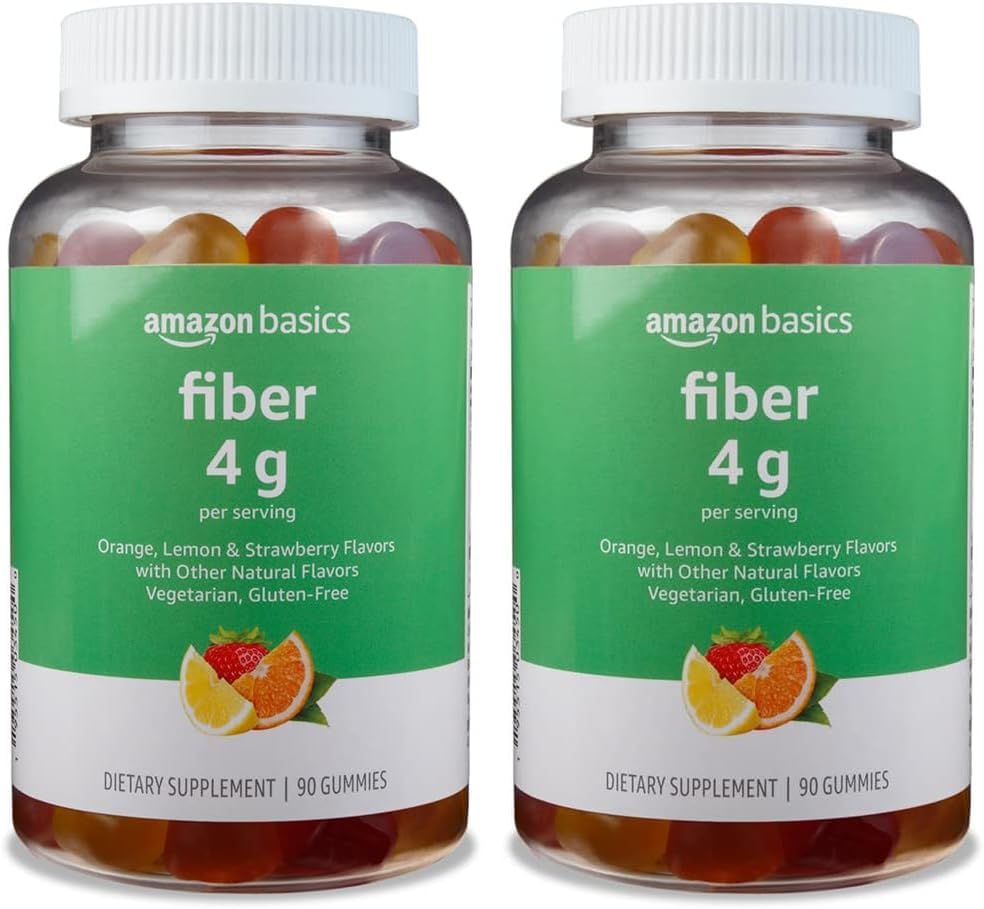 基本知识(原Solimo Fiber 4g Gummy -- -- 消化性健康、支持规范性、橙色、柠檬和草莓,90个古米(2个服务对象)(2包)