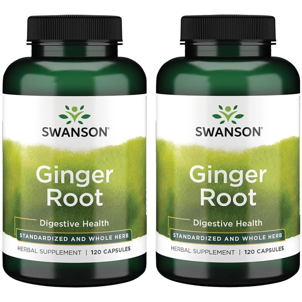 Swanson Ginger Root, Standardized Whole Herb, 120 Capsules, 2 Pack