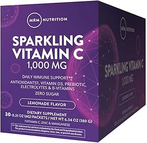 MRM 营养 火花 维生素 C 1000 mg + 维生素 D + 锌 + 预生 + 柠檬水 氟化 + 免疫 健康 + 抗氧化剂 + 电解质 + 零糖 + 30 服药
