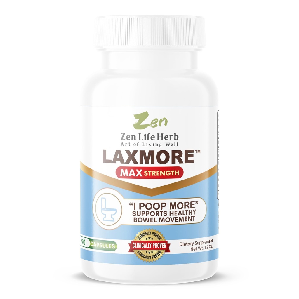 ZEN LIFE HERB LAXMORE I POOP MORE Max Strength 100% Natural Plant-Based Supplement (90 Capsules)