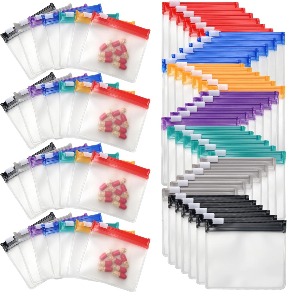 35&70 Piecles Pill Puch Bags Zippered, Anglecai 可重新使用的药袋 Pill Puch for Medicine Bags 便携式自封旅行药袋 配有滑锁药袋(70)