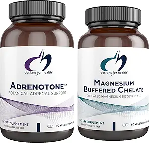 健康镁+肾上腺支持Duo-镁缓冲Chelate+Adrenotone 适应性草药和营养剂的设计(2套产品)