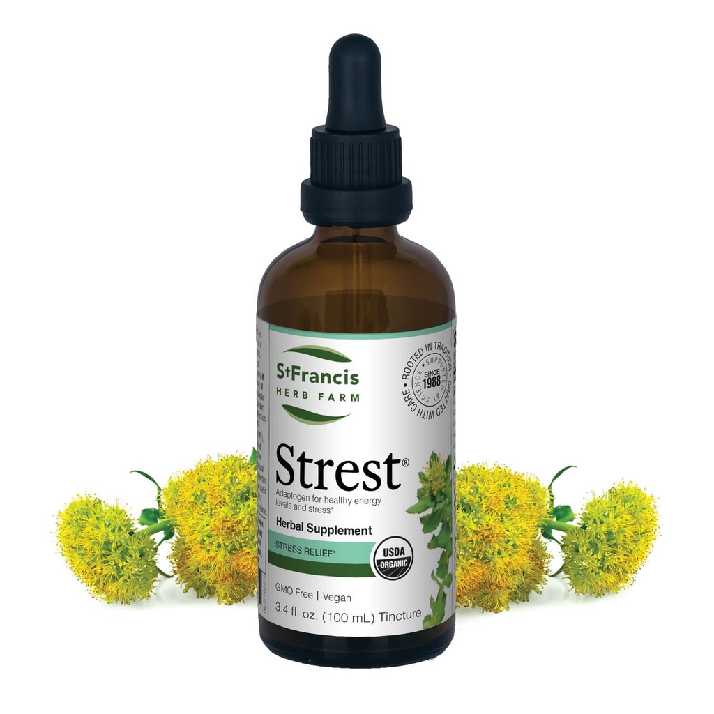 St. Francis Herb Farm Strest® (3.4 fl oz) Adaptogenic Herbal Extract for Stress Support, Healthy Energy Levels & Mental Focus (1 Bottle) Vegan, Vegetarian, Traditional Herbal Expertise Since 1988