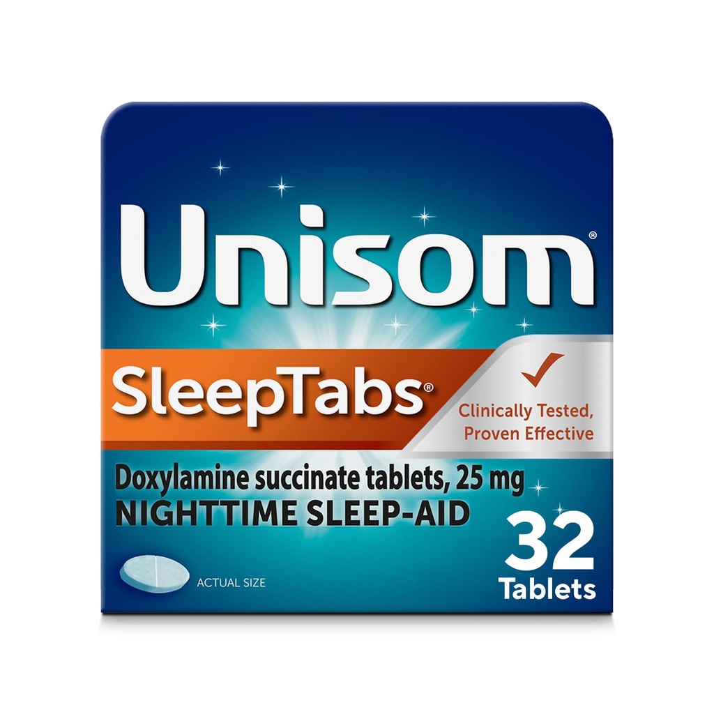Unisom SleepTabs,《夜间睡眠援助》,《多西拉明苏奇纳特》,32张平板电脑