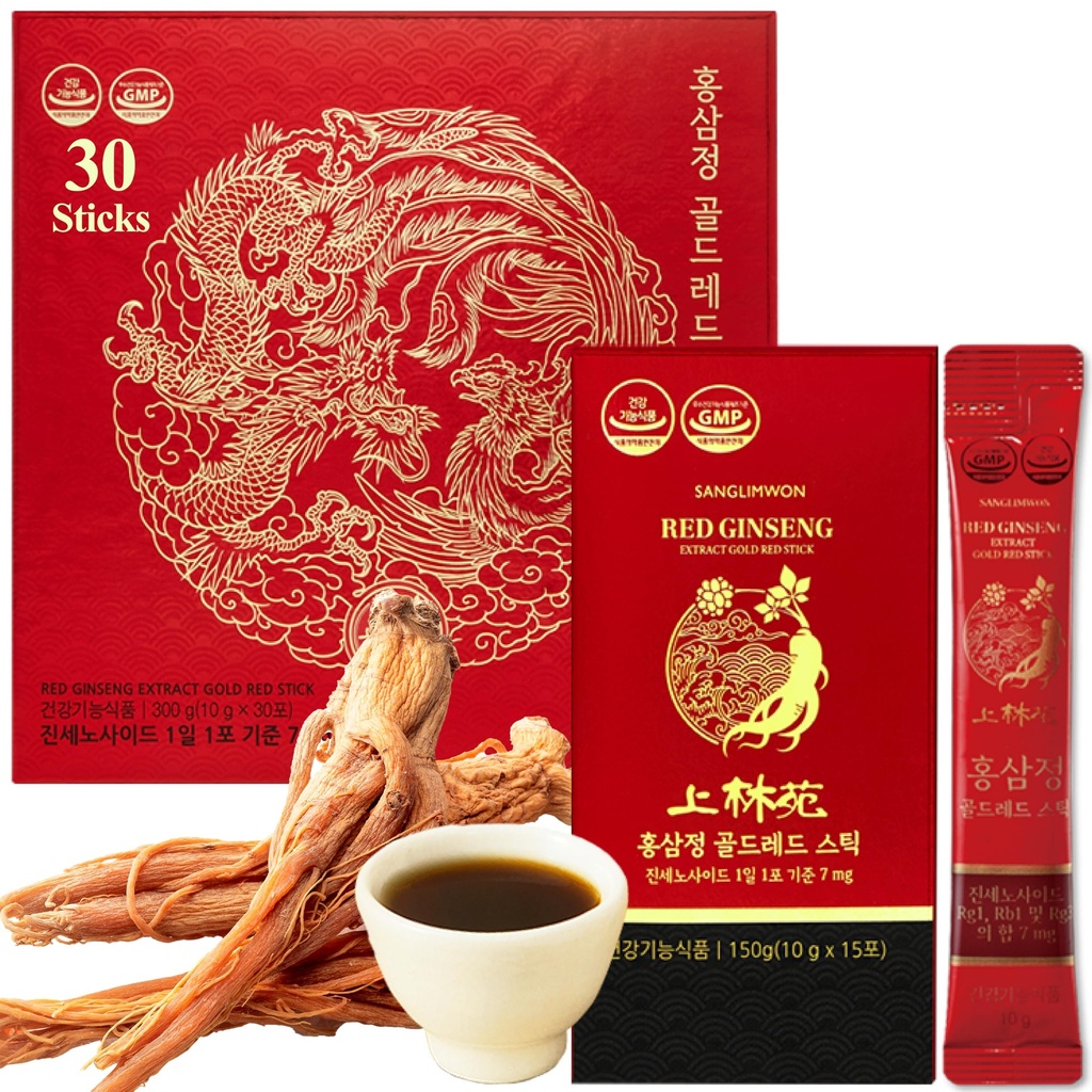 Korean Food Sanglimwon Red Ginseng Gold Stick, 7mg Ginsenosides, 30Pk 300ml
