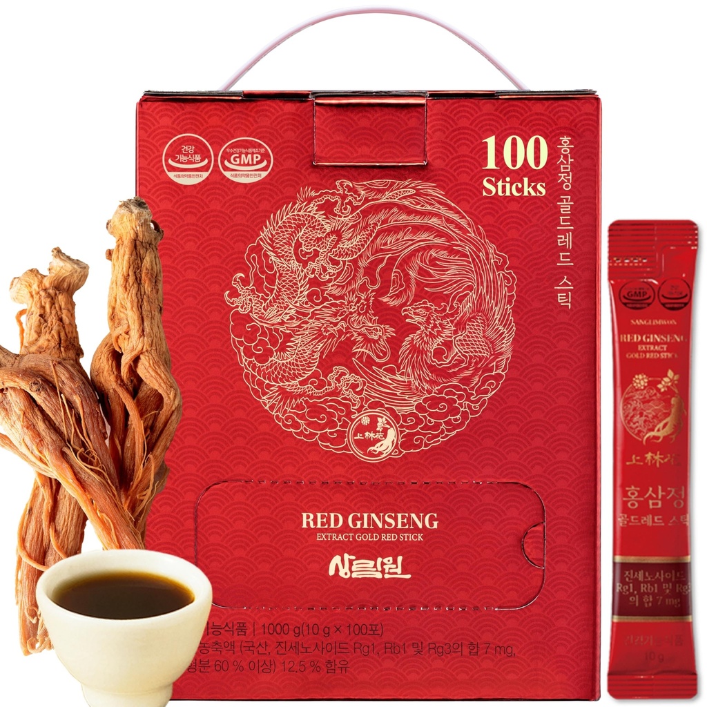 Korean Food Sanglimwon Red Ginseng Gold Stick, 7mg Ginsenosides, 100Pk, Box