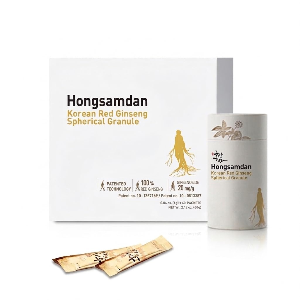 Korean Red Ginseng Spherical Granules (Hongsamdan) - 100% Pure Red Ginseng, 60 Sticks (2 Boxes), Immune Support & Energy Boost