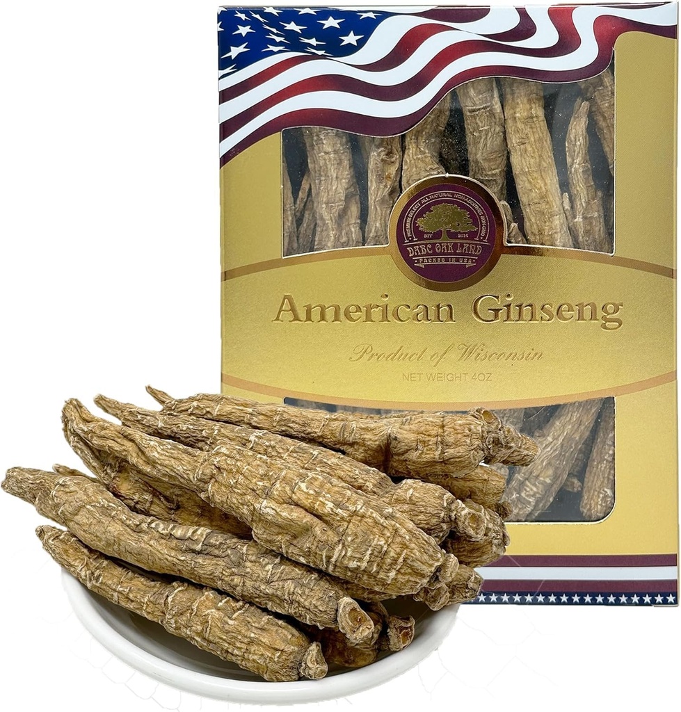 Wisconsin American Ginseng, American Wisconsin Ginsengss Slices Root 西洋参/花旗参 Energy for Men & Women Ginseng in Soup, Tea Smoothies 4 Ounce Box Large Long-Branch