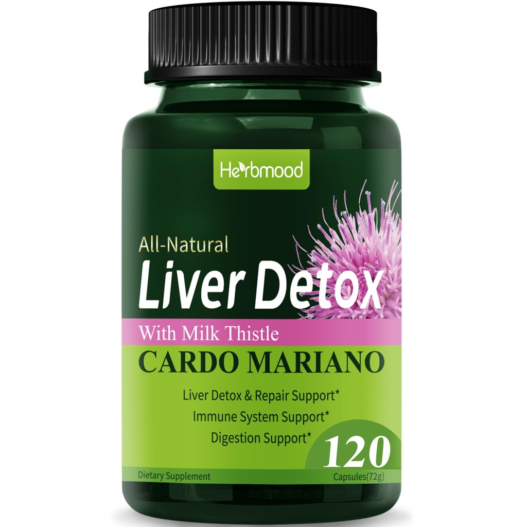 Silymarin Milk Thetle Liver Detox Capsules for Fatty Liver, Alcachofa y Cardo Mariano con Silimarina para el Higado Graso, Liver Cleanse Detox & 维修公式w/Artichoke 提取。 120 个