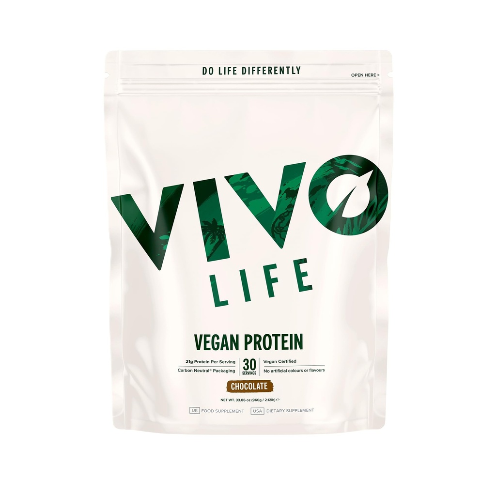 Vivo life Vegan Protein Powder, Plant Based Protein, 30 Servings, Vanilla