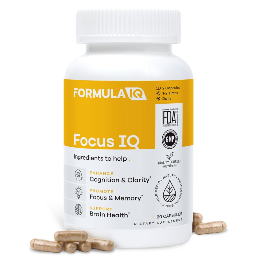 公式 IQ - 焦点 IQ - 记忆和焦点的大脑补充 - 记忆补充 - 认知支持 - 60 Capsules