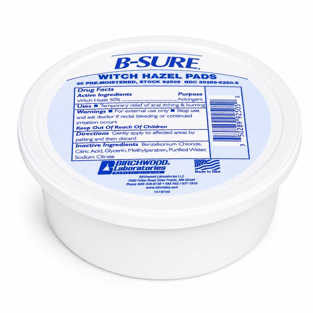 B-Sure Pre-Moistened Witch Hazel Pads, 40 Count