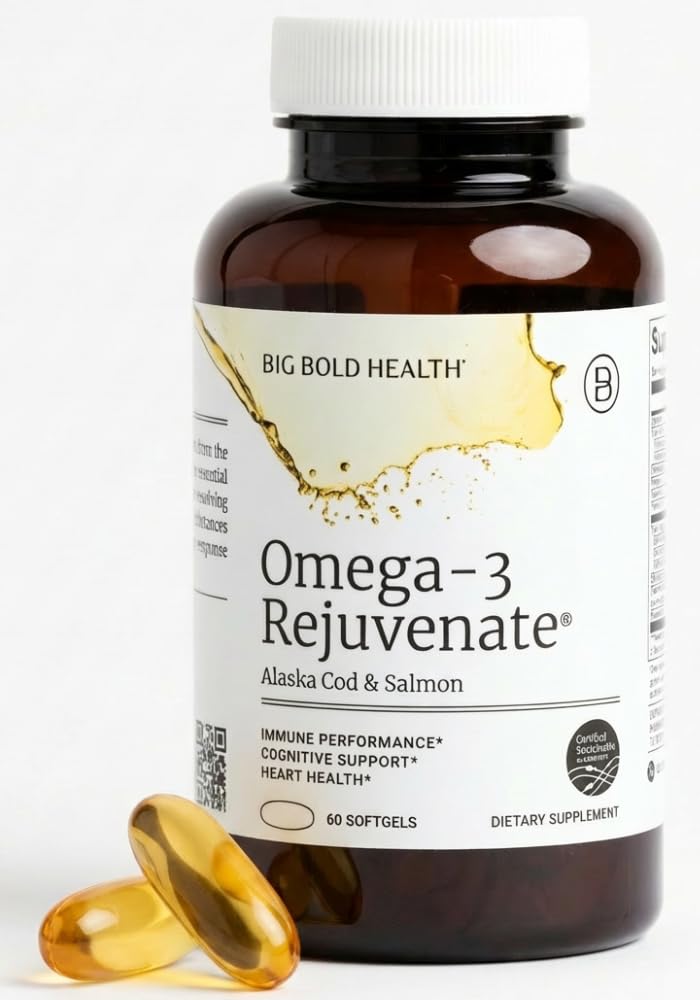 BIG BOLD HEALTH Omega-3 Rejuvenate Wild Alaskan Fish Oil Supplement with PRMs ⎹ EPA, DHA, & DPA Fatty Acids ⎹ Vitamins A and D to Support Immune Balance & Brain Wellness (60 Softgels)