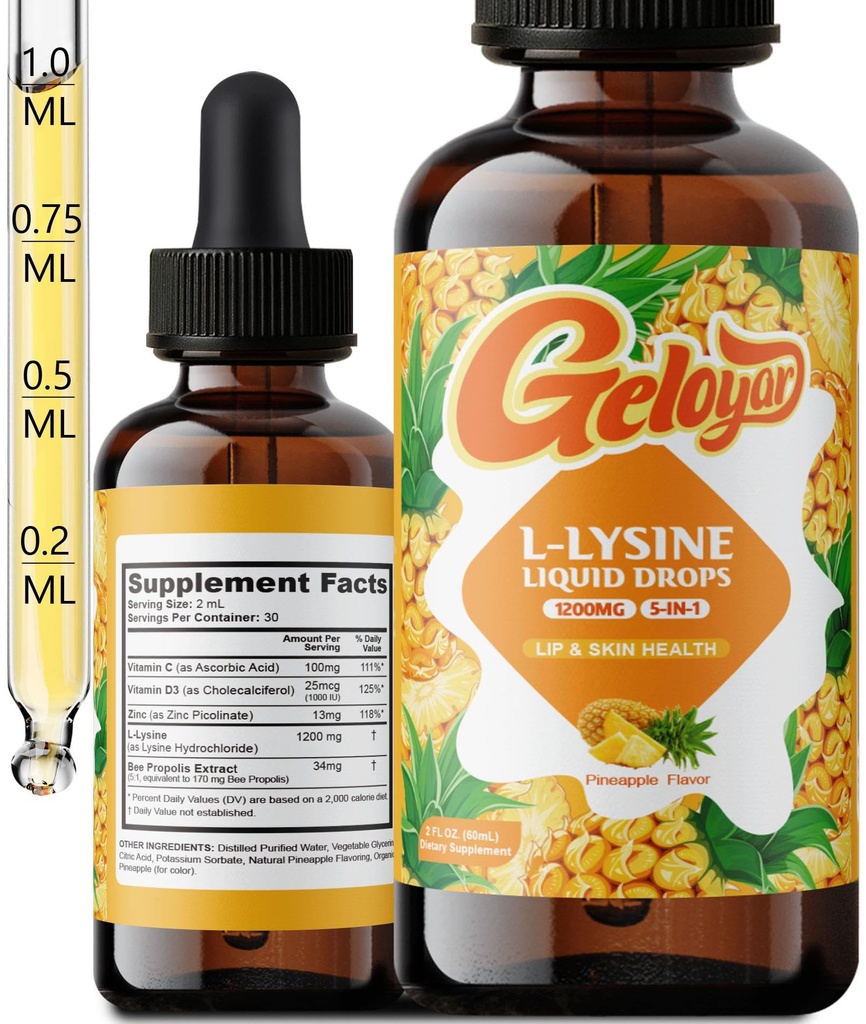 Kids Lysine Drops for Growth & Immune Support, Liquid L Lysine Supplement