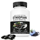 Ethiopian Black Seed Oil Softgels, 4.64% Thymoquinone, Organic Cold Pressed Black Cumin Oil Capsules, Immune & Digestive Support, Non-GMO, 60 Capsules