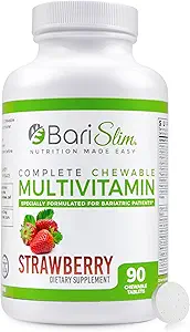 BariSlim Chewable Bariatric 多维特敏 - 45mg 铁 - 适合Bariatric 外科手术,包括胃旁塞和胃袖 - 支持你的恢复旅程 - 草莓火焰