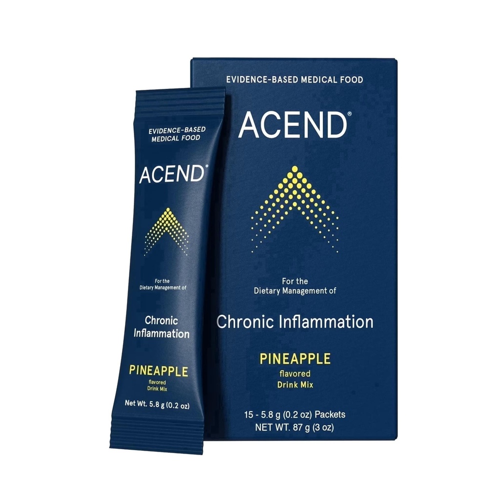 ACEND 医疗食品饮料 混合包装 - 炎症支持补充剂,维生素饮料 w/Probiotics & Electrolytes, Non-GMO, Gluten-Free,无糖菠萝 Flavor - 5.8g Packets (15个剂量)