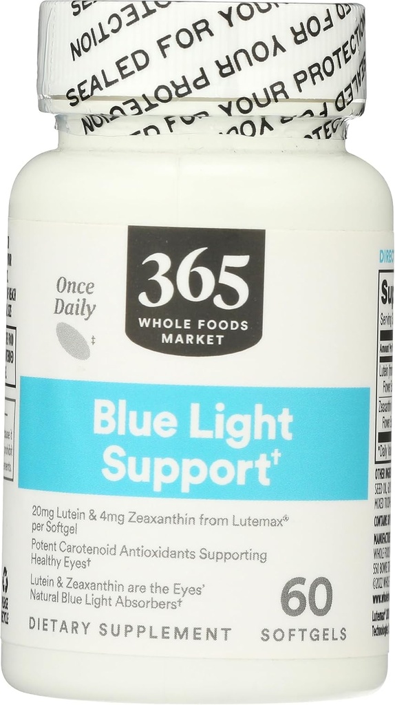 365 由全食品市场,Lutein 20mg 与 Zeaxanthin 1mg, 60 count
