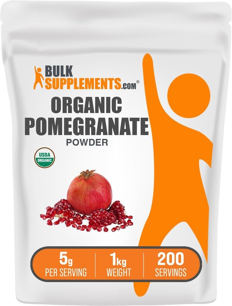Bulk Assupports.com 有机石榴粉 - 石榴粉 - 免疫支持补充剂,草药补充剂 - Gluten Free,每服5克,1kg(2.2磅)(包1)