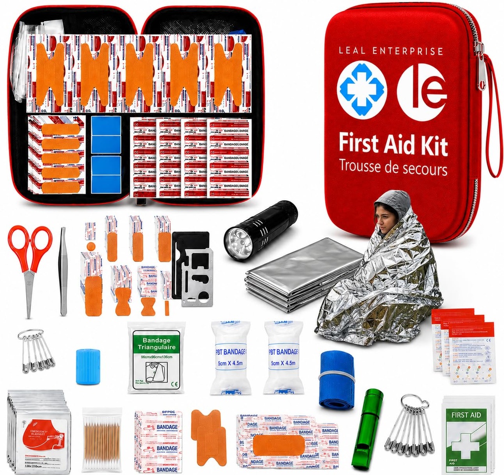 LEAL 301 Piece First Aid Kit & Survival Kit Camping, car, home, emergency