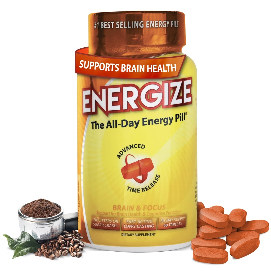 iSatori Energize Brain & Focus Cafeine Pills - 快速代理全天能量 Pills, Brain Boster, Energy and Focus 补充,时间释放 Cafeine 意指无Jiters, No Crash (60平板电脑)
