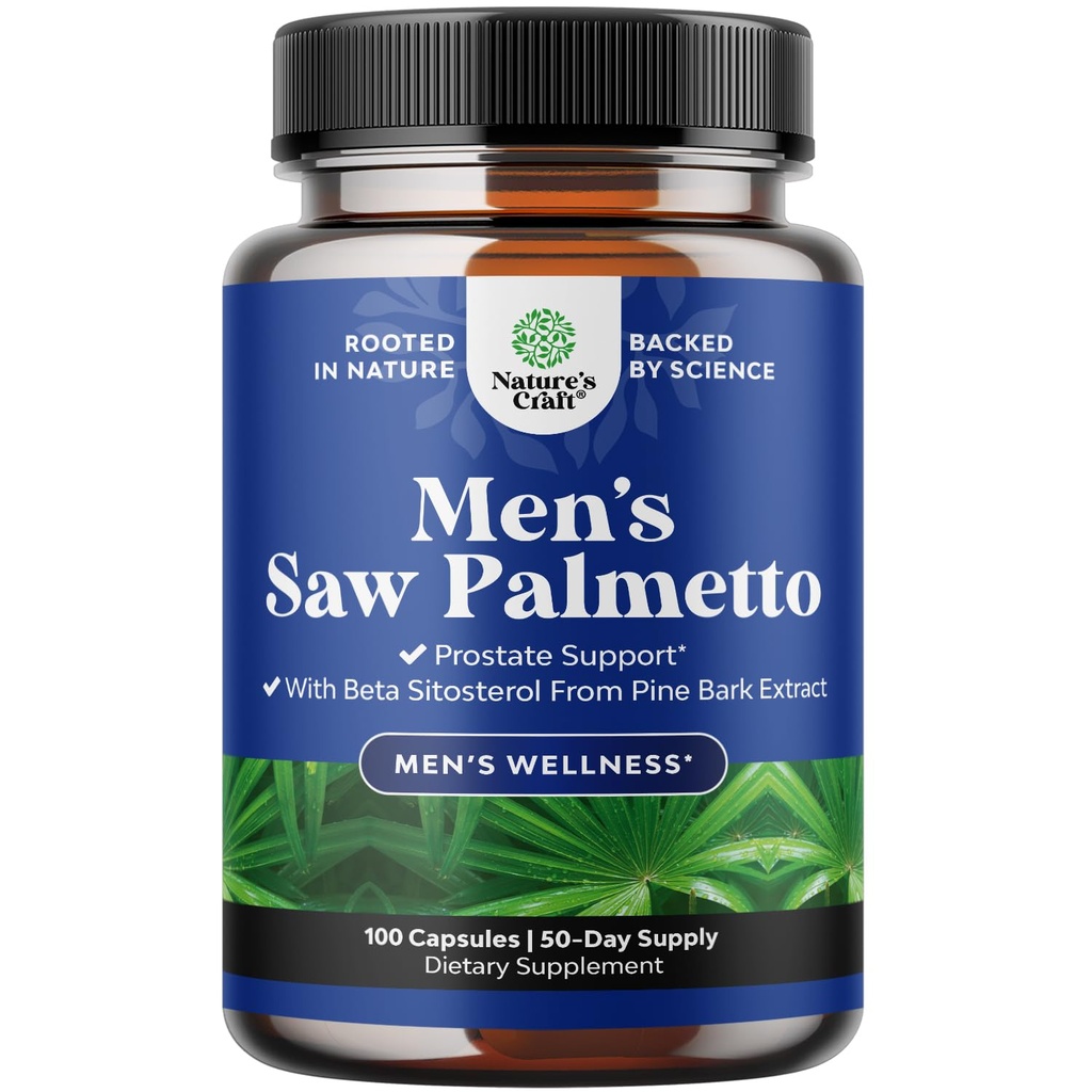 Natures Craft Saw Palmetto for Men with Beta Sitosterol - Saw Palmetto Express 前列腺健康补充剂 男子刀锋控制和前列腺支持 - 恢复头发补充剂
