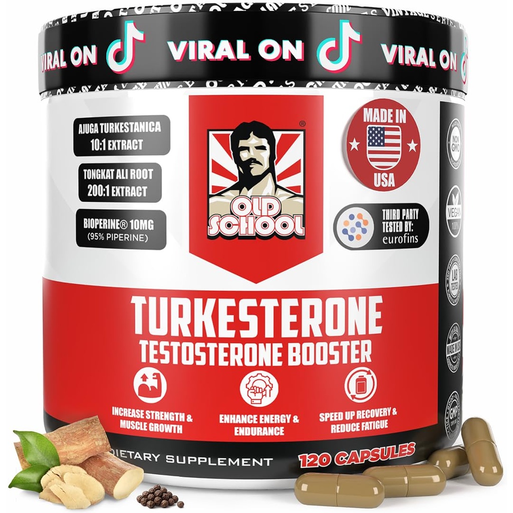 旧学校实验室 Testosterone Supplement for Men – Max Potency Tongkat Ali 与 BioPerine – 为 Max 吸收、支持肌肉、力量、恢复、驱动和Stamina – Turkesterone , 120 Capsules