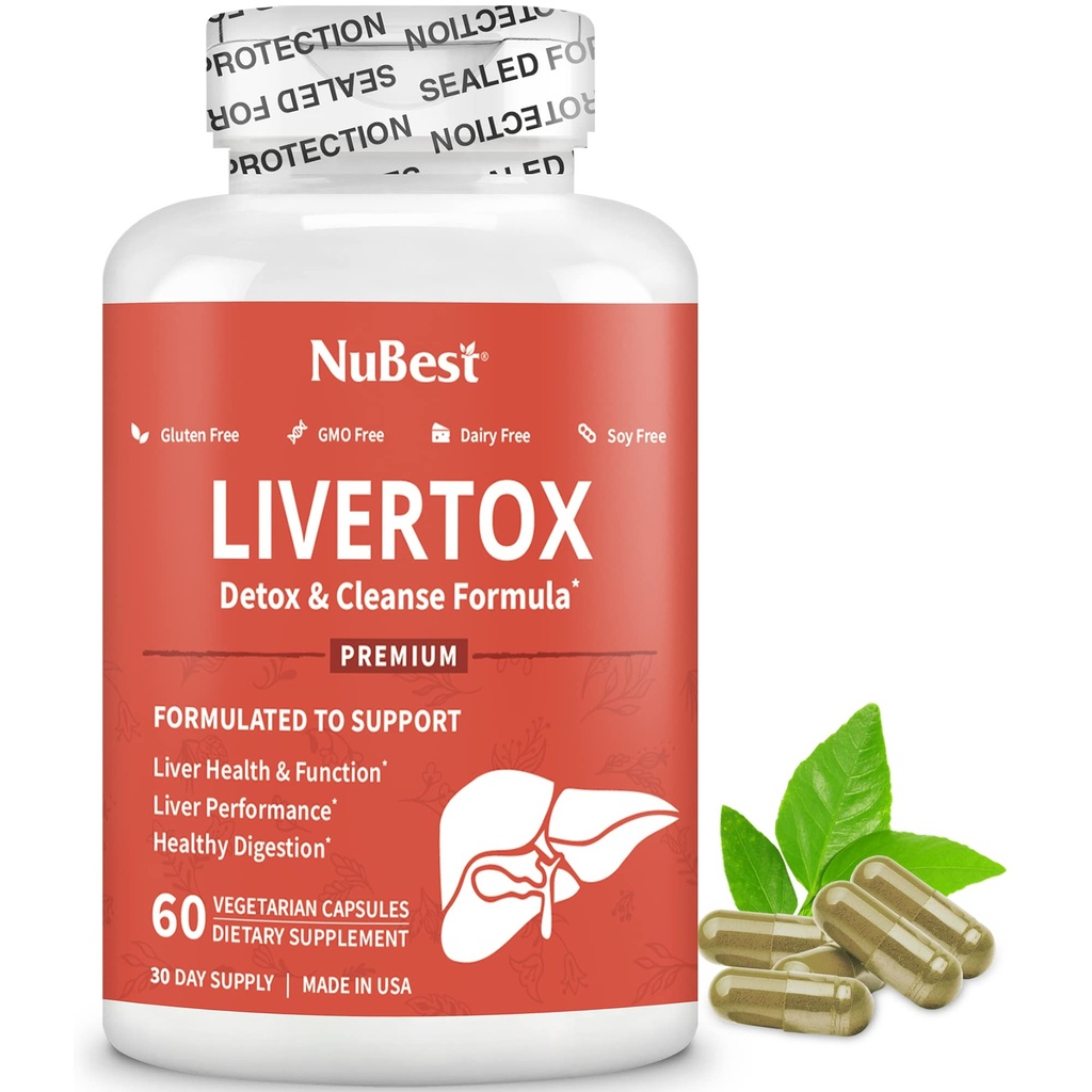 LiverTox - 高级Liver Detox & Cleanse 公式 - 草药Liver 支持 牛奶Teltle, Turmeric, Artichoke, Dandelion, Beet & Zinc 帮助Liver 函数 & Digestion | 60 Vegan Capsules