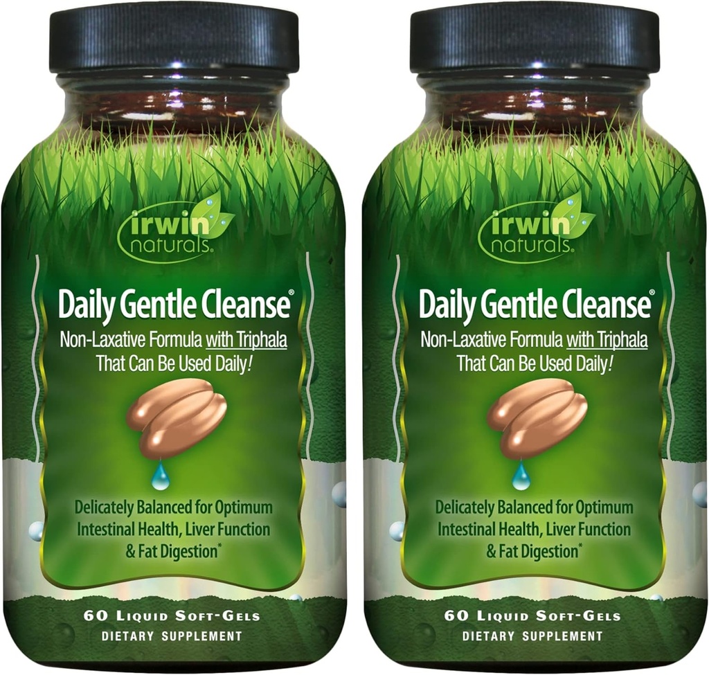Irwin Naturals Daily Gentle Cleanse - 60 Liquid Soft-Gels, pack of 2 - 配有Triphala的非激光公式