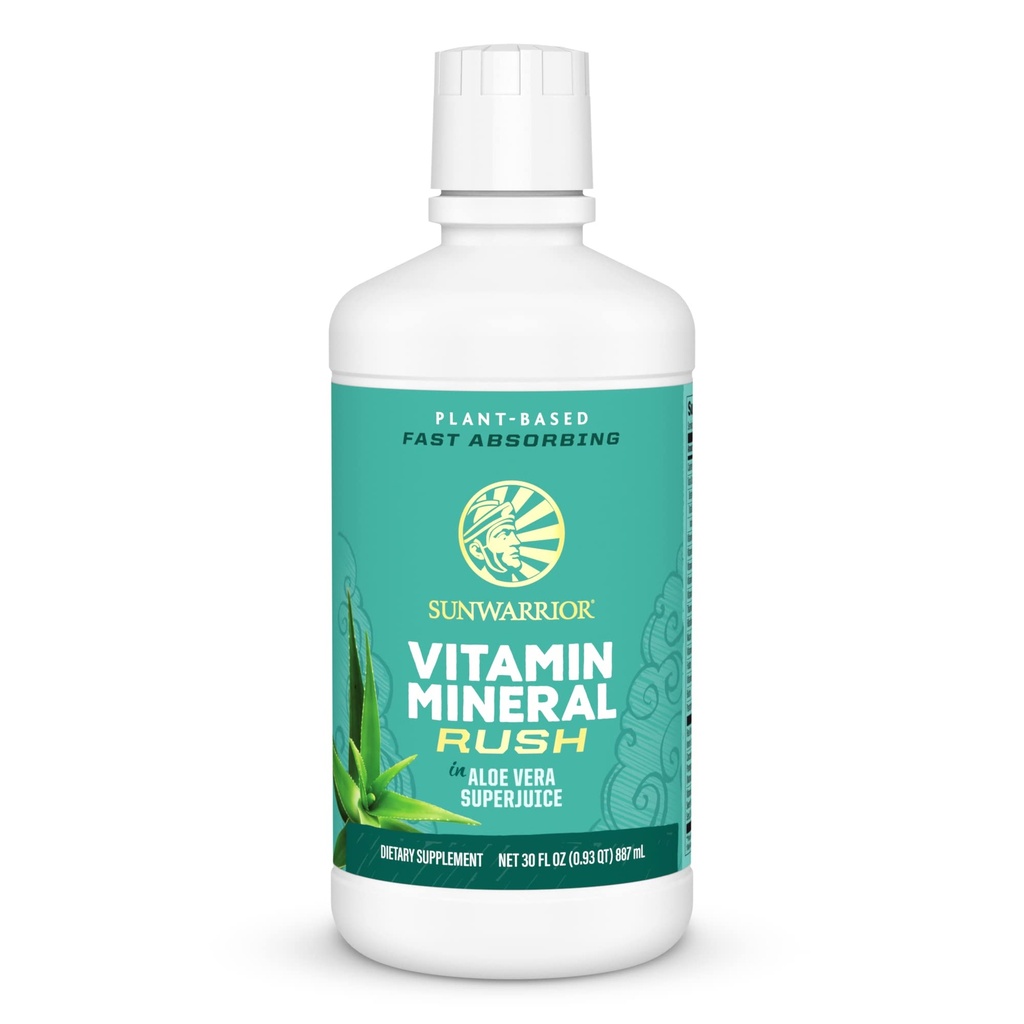 Sunwarrior 液态多维特敏补充剂和矿物 Vegan 工厂,与Aloe Vera 供男女使用 能源与免疫 支持 Gluten 糖乳 免费 30 Fl Oz