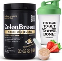 ColonBroom Premium Psyllium Husk 粉末(Strawberry, 60 services) + ColonBroom Fiber 粉末饮料盒的摇瓶 - Colon Clean Cleanse for Bloating Relief & Gut Health - Fiber 粉末补充剂