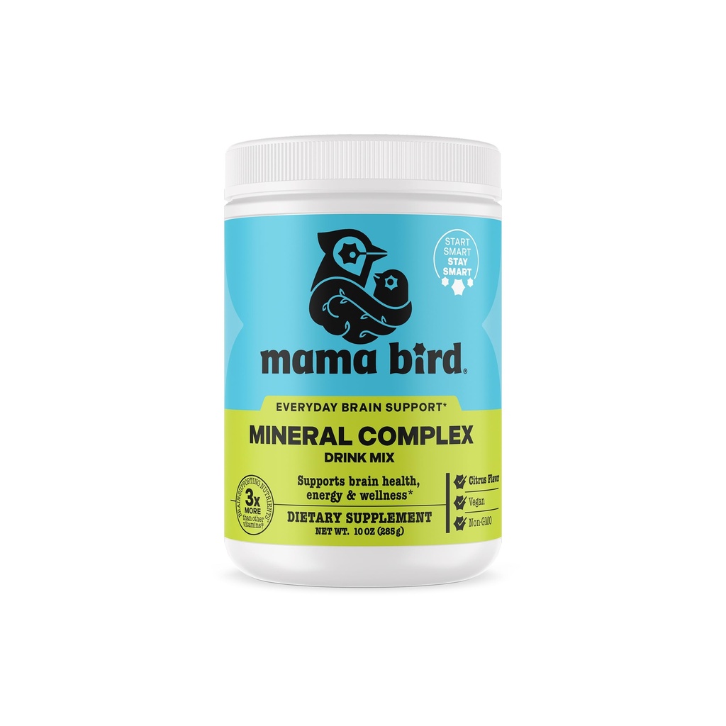 Best Nest Wellness Mama Bird Mineral Complex - Brain health support multivitamin - Aids Bone Development for Mother & Baby - 配有Choline & Magnesium的饮料补充 - Lemon - Lime, 285 g(30种服务)