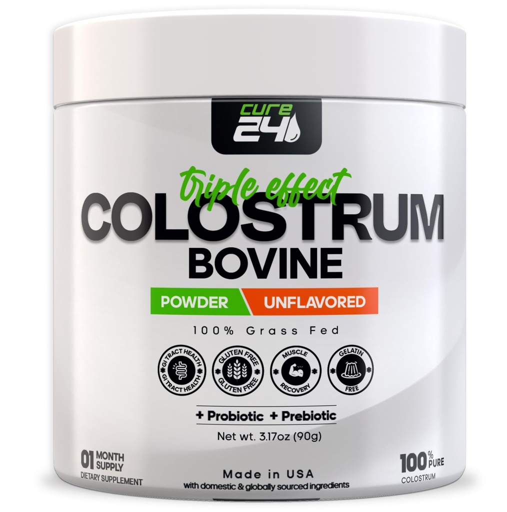Bovine Colostrum X3 人类补充粉,100%纯全天然草药 超食品,High IgG, Plus Probiotic & Prebiotic, Unflavororored, Made in USA